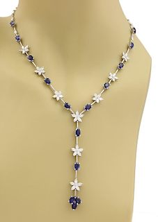 17ct Diamond & Sapphire Stars Oval Link 18k Necklace