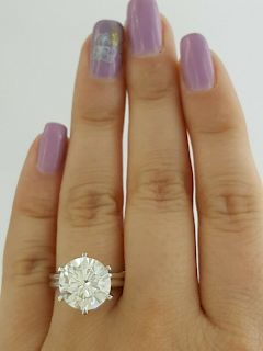 4.97ct 14K White Gold Round Brilliant  Engagement Ring