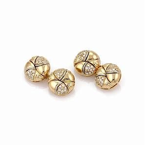 Bulgari Diamond 18k  Gold Fancy Button Chain Cufflinks