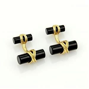 Tiffany & Co 18k Black Onyx Column X Design Cufflinks