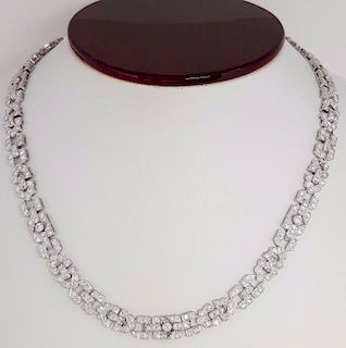 Platinum 12.25ct Brilliant Diamond Prong Set Necklace