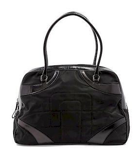 * A Prada Black Quilted Nylon and Leather Bowler Bag,