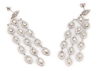 Estate 18K White Gold 8.5ct Diamond Chandelier Earrings