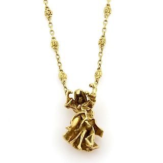 Salvator Dali 18k Yellow Gold Dancer Pendant Necklace