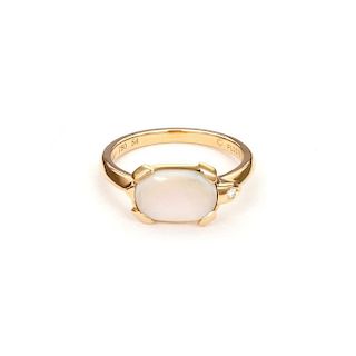 Cartier Tortue Diamond Mother Of Pearl 18k Gold Ring