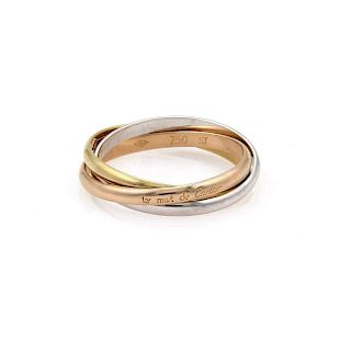 Cartier Trinity 18k Tricolor Gold 2mm Rolling Band Ring