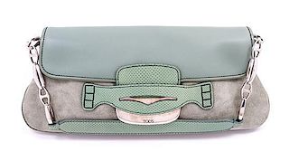 * A Tod's Seafoam Green and Leather Suede Bag,