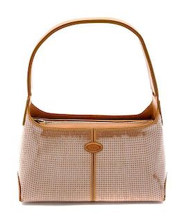* A Tod's Tan Leather and Sequin Shoulder Bag, 11 x 5 1/2 x 4 inches.