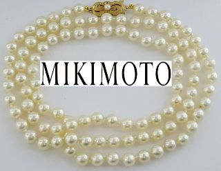 Mikimoto 18K Yellow Gold Akoya Pearl Necklace 32"
