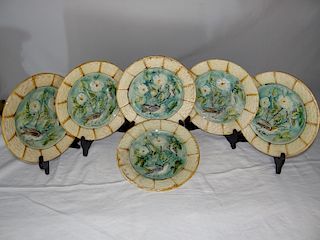SET OF 6 FRENCH FAIENCE 8" PLATES