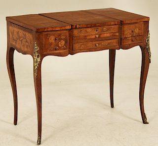 LOUIS XV STYLE MARQUETRY INLAID DRESSING TABLE