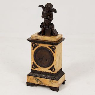 19TH C. BRONZE AND MARBLE CLOCK 