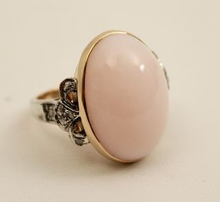 18K DIAMOND AND PINK OPAL RING