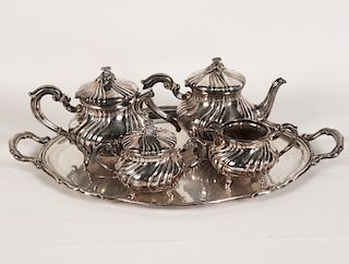 97 TOW; 5 PC. CONTINENTAL STERLING SILVER TEA SERVICE