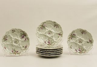 SET OF 8 FRENCH PORCELAIN OYSTER PLATES