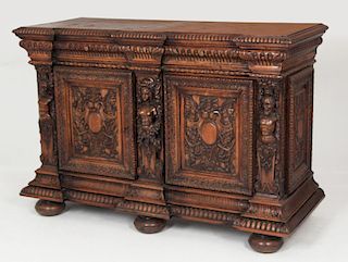 19TH C. FRENCH CARVED WALNUT COMMODE