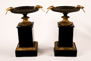 PR. OF 19TH C. FRENCH MARBLE/BRONZE TAZZAS