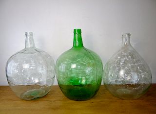 GROUP OF 3 LARGE FRENCH GLASS VESSELS