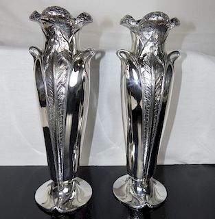 PR. OF FRENCH SILVER VASES MARKED GALLIA