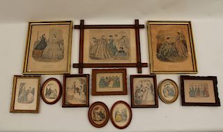 12 PC. LOT OF FRENCH COLOR ETCHINGS AND PRINTS