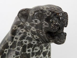 FAUX JADE SOAPSTONE FIGURE OF A PANTHER