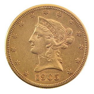 U.S. 1905-S LIBERTY HEAD GOLD $10.00 COIN