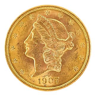 U.S. 1907 LIBERTY HEAD GOLD $20.00 COIN
