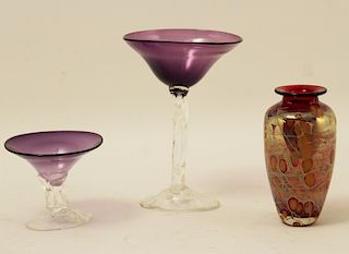 3 PC. LOT OF CONTEMPORARY BLOWN GLASS