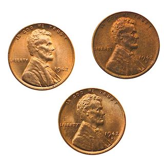 U.S. 1942, 1942-D, 1942-S 1C COINS