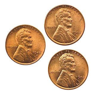 U.S. 1945, 1945-D, 1945-S 1C COINS
