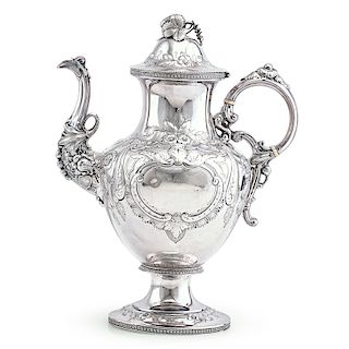 HARRIS & HOYT COIN SILVER COFFEE POT OF SOUTHERN INTEREST
