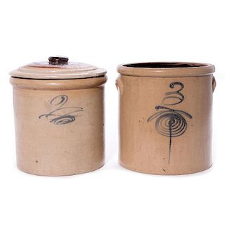 Two 19th century American terracotta storage jars.