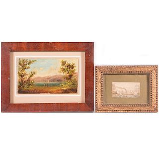 Two framed miniatures.