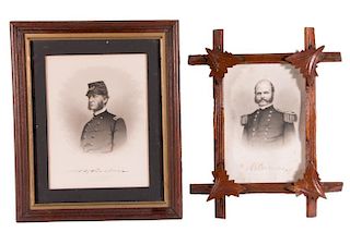 Two prints of Civil War Officers Bernside and Berdan