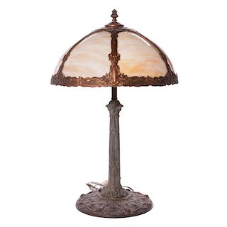 Early 20th century American stain glass table lamp.