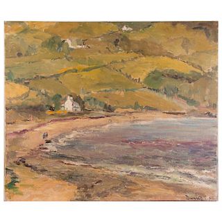A 20th century ocean side landscape oil on canvas.