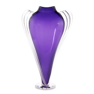 A large art glass vase.