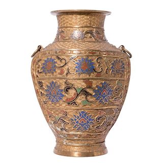 Brass Vase with Enameling, Chinese.