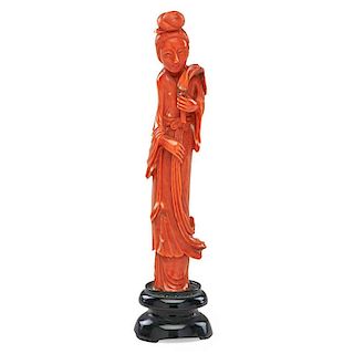 CHINESE CORAL FIGURE