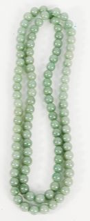Jadeite bead necklace.  9mm beads, lg. 33 1/2 in.