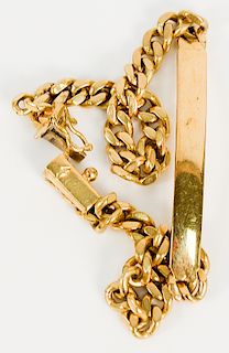 18 karat gold I.D. bracelet (no name).  lg. 7 in., 13.9 grams