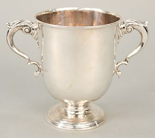 Georgian Irish silver two handled cup.  ht. 5 1/4 in., 14.6 t oz.
