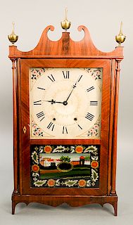 Charles Kirke Federal pillar and scroll clock, now with brass works.  ht. 29 1/2 in., wd. 16 3/4 in.  Provenance: Estate of Robe...