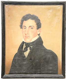 Manor of E. E. Finch,  oil on canvas,  Portrait of a Gentleman in a black jacket,  unsigned  28 1/2" x 23 1/2"