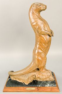 Kent Ullberg (b. 1945),  bronze otter standing on hind legs, on granite and wood base,  signed and numbered 10/30  ht. 29 in.,...