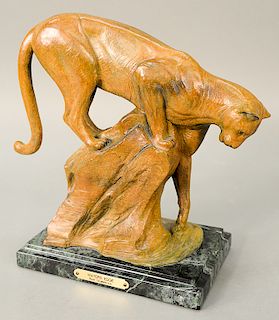 Kent Ullberg (b. 1945),  bronze,  "Water's Edge",  mountain lion,  signed, dated, and numbered on back: 1997 22/50.  ht. 1...