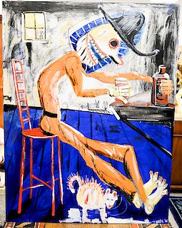 Whit Conrad,  acrylic on linen,  "Bar at Wisdom",  signed and dated lower right: 15,  36" x 48"  Being sold with a copy of...