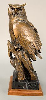 Kent Ullberg (b. 1945),  bronze owl,  signed and numbered 7/20.  ht. 19 1/2 in.