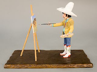 Gene Zesch (b. 1932),  bronze,  "Elliot Feels that to Paint the Cowboy Authentically, He Must Become One",  signed and numbere...