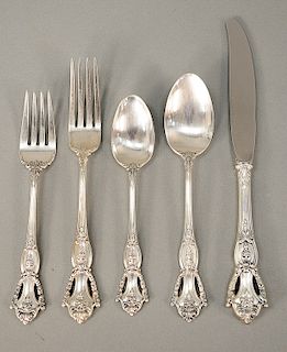 Tuttle sterling silver flatware set, Beauvoir pattern, 90 total pieces including 14 tablespoons, 14 dinner forks, 14 dinner knives,...